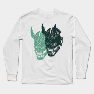 The Double Oni Mask - Yabisan - Vector Style Long Sleeve T-Shirt